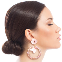 Load image into Gallery viewer, Pink Tulle Drop Hoop Earrings
