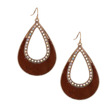 Load image into Gallery viewer, Genuine Leather Brown Teardrop Earrings
