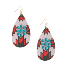 Load image into Gallery viewer, White and Red Western Teardrop Earrings
