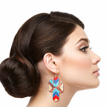 Load image into Gallery viewer, Multi Mosaic Leather Cactus Earrings
