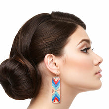 Load image into Gallery viewer, Multi Mosaic Leather Rectangle Earrings
