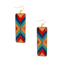 Load image into Gallery viewer, Multi Mosaic Leather Rectangle Earrings
