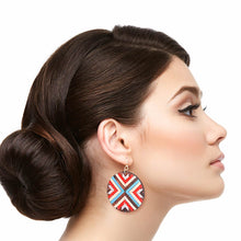 Load image into Gallery viewer, Multi Mosaic Leather Round Earrings
