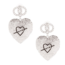 Load image into Gallery viewer, Silver Textured Heart Designer Earrings
