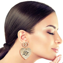Load image into Gallery viewer, Gold Textured Heart Designer Earrings
