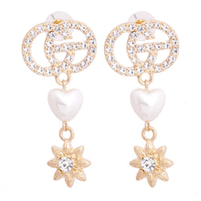 Load image into Gallery viewer, Gold Rhinestone Designer Heart Star Earrings

