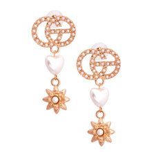 Load image into Gallery viewer, Gold Pearl Designer Heart Star Earrings
