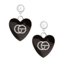 Load image into Gallery viewer, Black and Silver Metal Heart Designer Earrings
