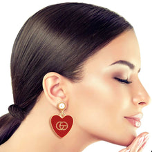 Load image into Gallery viewer, Red Metal Heart Designer Earrings

