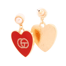 Load image into Gallery viewer, Red Metal Heart Designer Earrings

