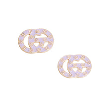Load image into Gallery viewer, Lavender and Gold Letter Print Studs
