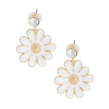 Load image into Gallery viewer, White Metal Daisy Earrings
