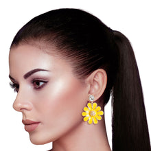 Load image into Gallery viewer, Yellow Metal Daisy Earrings
