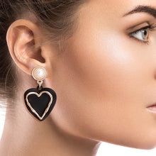 Load image into Gallery viewer, Black Rubber Coated Heart Earrings
