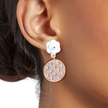 Load image into Gallery viewer, White Flower Checkerboard Earrings
