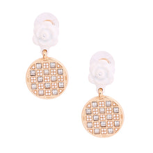 Load image into Gallery viewer, White Flower Checkerboard Earrings
