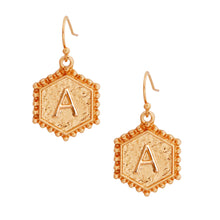 Load image into Gallery viewer, A Hexagon Initial Earrings
