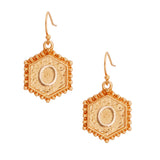 O Hexagon Initial Earrings