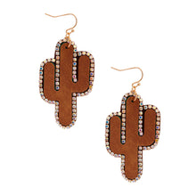 Load image into Gallery viewer, Brown Cactus Drop Earrings
