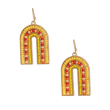Load image into Gallery viewer, Arched Yellow Bead Drop Earrings
