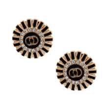 Load image into Gallery viewer, Gold and Black Lined Round Studs
