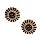 Gold and Black Lined Round Studs