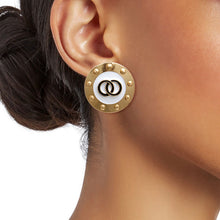 Load image into Gallery viewer, Gold Studded and White Earrings
