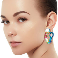 Load image into Gallery viewer, Rainbow Metal Crystal Hoops
