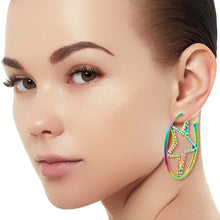 Load image into Gallery viewer, Rainbow Metal Star Hoops

