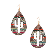 Load image into Gallery viewer, Animal Print Cactus Teardrop Earrings
