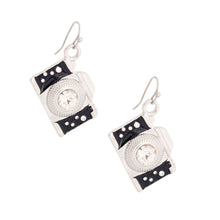 Load image into Gallery viewer, Silver Camera Earrings
