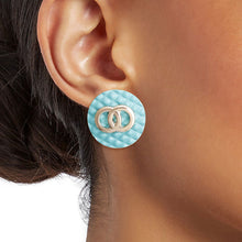 Load image into Gallery viewer, Sea Green Designer Style Quilted Studs
