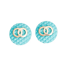 Load image into Gallery viewer, Sea Green Designer Style Quilted Studs
