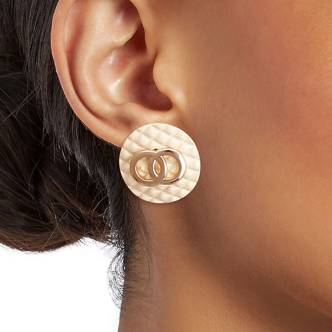 Ivory Designer Style Quilted Studs