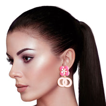 Load image into Gallery viewer, Pink Flower Designer Earrings
