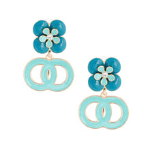 Load image into Gallery viewer, Teal Green Flower Designer Earrings

