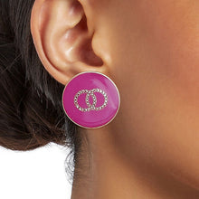 Load image into Gallery viewer, Fuchsia and Gold Designer Flat Studs
