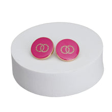Load image into Gallery viewer, Fuchsia and Gold Designer Flat Studs
