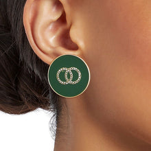 Load image into Gallery viewer, Green and Gold Designer Flat Studs
