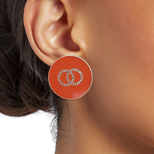 Load image into Gallery viewer, Orange and Gold Designer Flat Studs

