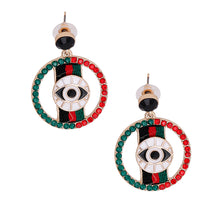 Load image into Gallery viewer, Designer Eye Striped Circle Earrings
