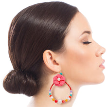 Load image into Gallery viewer, Multi Color Flower Teardrop Earrings with Pearl and Bead Detail
