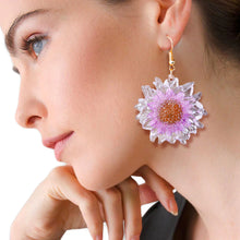 Load image into Gallery viewer, Purple Dried Sunflower Earrings
