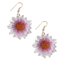 Load image into Gallery viewer, Purple Dried Sunflower Earrings
