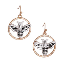 Load image into Gallery viewer, Burnished Metal Bee Earrings
