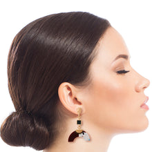 Cargar imagen en el visor de la galería, Gold Drop Earrings Featuring Multi Color Horn Shaped Detail
