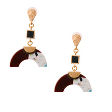 Cargar imagen en el visor de la galería, Gold Drop Earrings Featuring Multi Color Horn Shaped Detail
