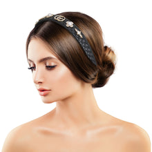 Load image into Gallery viewer, Black Woven Leather Designer Headband
