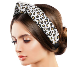 Load image into Gallery viewer, Furry White Leopard Knot Headband

