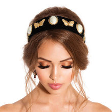 Load image into Gallery viewer, Black Pearl Butterfly Embellished Headband
